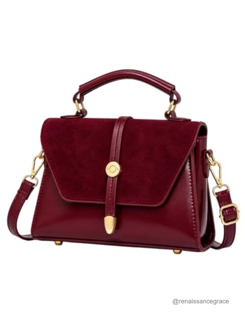 Faux Leather Crossbody Bag Top Handle Satchel Adjustable Strap Small Purse